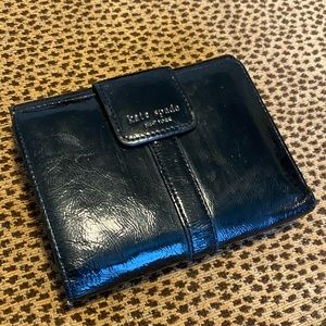 Kate Spade black gold patent leather wallet